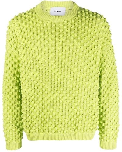 Bonsai Chunky-knit Crew-neck Sweater - Yellow