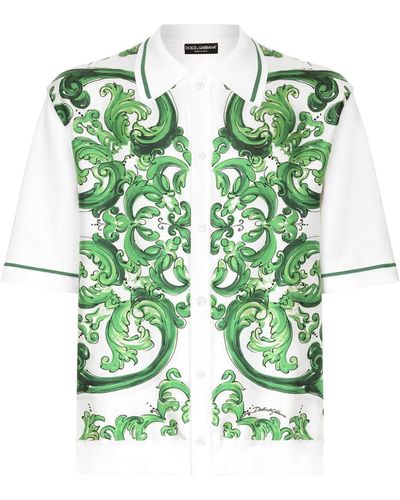 Dolce & Gabbana Majolica-print Short-sleeve Shirt - Green