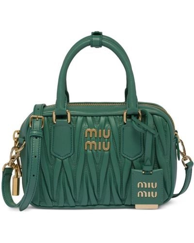 Miu Miu Arcadie Matelassé Nappa Leather Bag - Green
