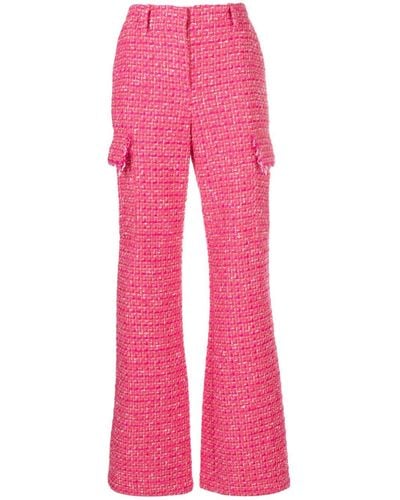 Patrizia Pepe Mid-rise Tweed Straight-leg Pants - Pink