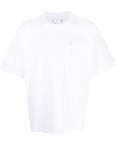 Sacai T-Shirt mit Taschen - Weiß