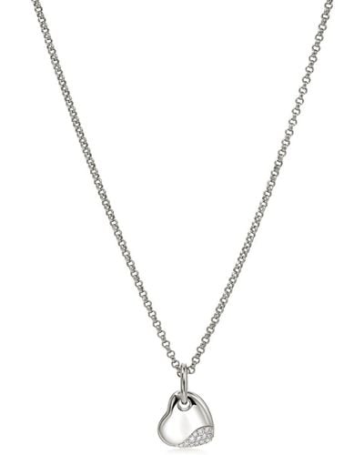 John Hardy Sterling Silver Pebble Heart Diamonds Necklace - Metallic