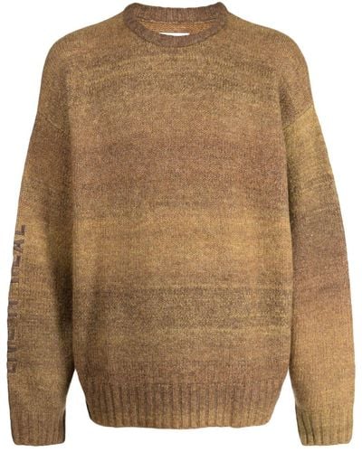 Izzue Slogan-embroidered Gradient Sweater - Brown