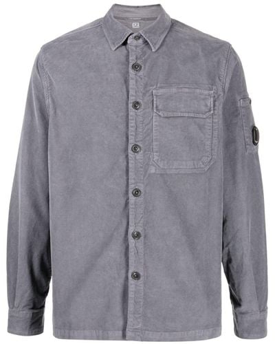 C.P. Company Lens-detail Corduroy Cotton Shirt - Blue