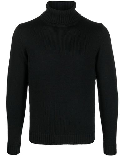 Zanone Virgin-wool Fine-knit Sweater - Black