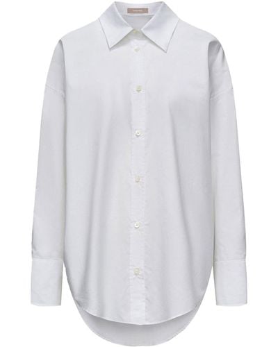 12 STOREEZ Long-sleeve Cotton Shirt - White