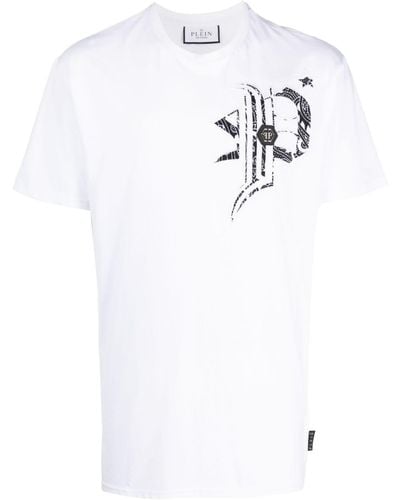 Philipp Plein T-shirt girocollo SS Gothic Plein - Bianco