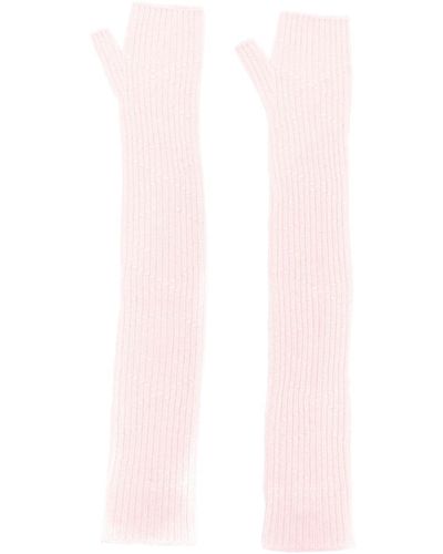 Barrie Long Knit Fingerless Gloves - Pink