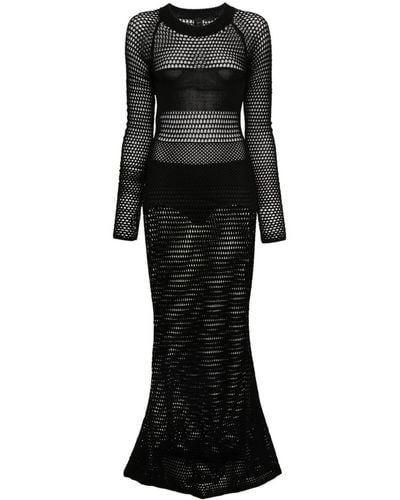 Pinko Open-knit Long Dress - Black