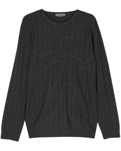 Corneliani Ribbed-knit Virgin Wool Jumper - Black