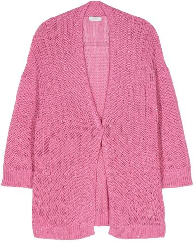 Peserico Sequin-detail Open-knit Cardigan - Pink