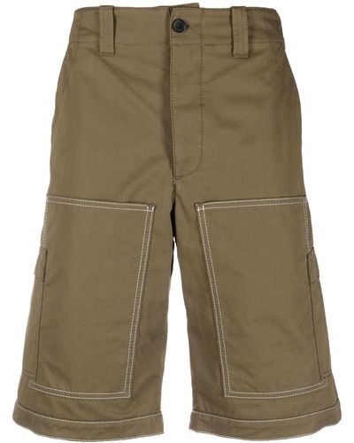 MSGM Plain Cotton Bermuda Shorts - Green