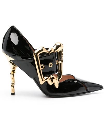 Moschino Morphed-buckled 110mm Leather Pumps - Black