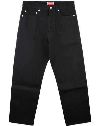 KENZO Asagao Mid-rise Straight-leg Jeans - Black