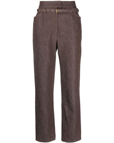Veronique Leroy Belted-waist Tailored Trousers - Brown