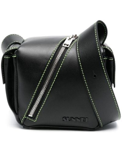 Sunnei Lacubetto Leather Shoulder Bag - Black