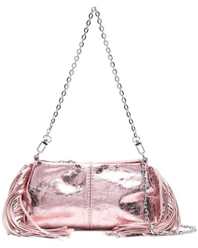 Maje Metallic-leather Shoulder Bag - Pink