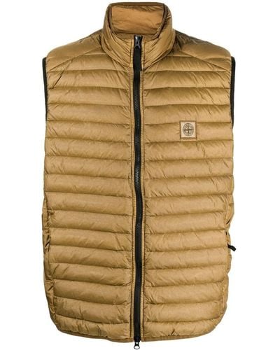 Stone Island Logo Patch Padded Gilet - Natural