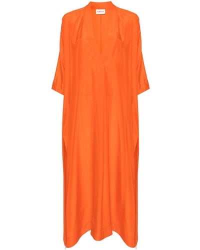 P.A.R.O.S.H. V-neck Silk Kaftan - Orange