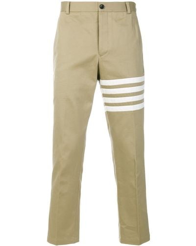 Thom Browne Seamed 4-Bar Stripe Unconstructed Chino Trouser In Cotton Twill - Neutro