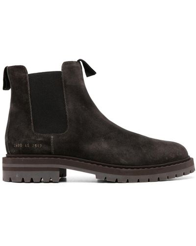 Common Projects Serial-number Suede Chelsea Boots - Black