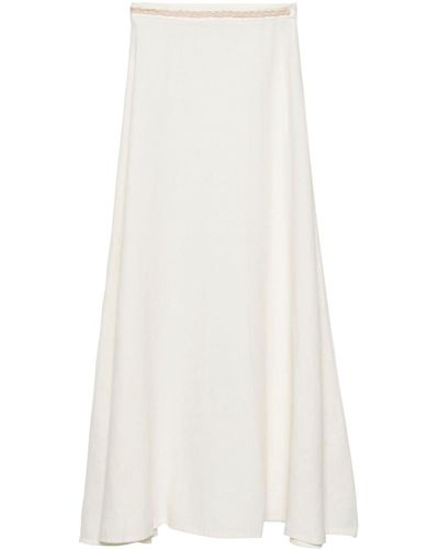 Amotea Charline Linen Midi Skirt - White