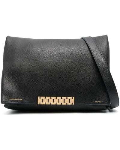 Victoria Beckham Large Chain Pouch Leather Shoulder Bag - Black