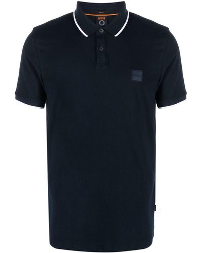 BOSS Polo con logo bordado - Azul