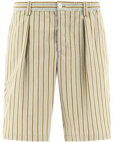 Marni Striped Cotton Bermuda Shorts - Natural
