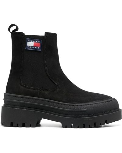 Tommy Hilfiger Logo Patch Ankle Boots - Black