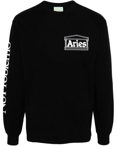Aries T-shirt Rat a maniche lunghe - Nero