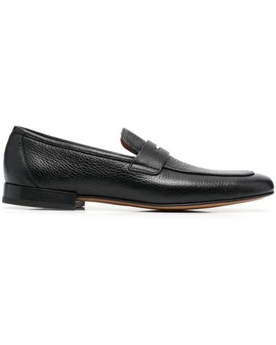Corneliani Grained-texture Leather Loafers - Black