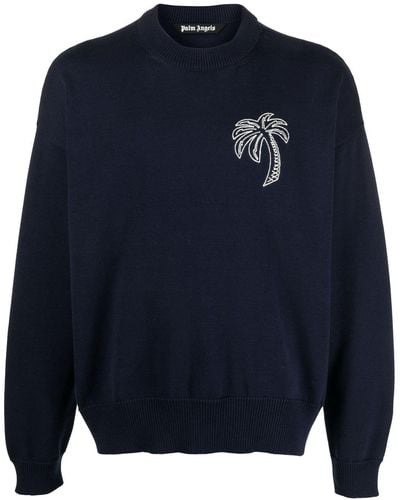 Palm Angels Trui Met Palmboomprint - Blauw