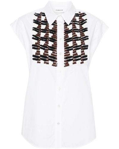 P.A.R.O.S.H. Sequin-embellished Sleeveless Shirt - White