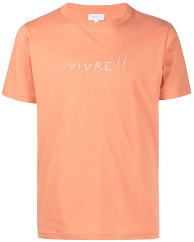 agnès b. Vivre Text-print T-shirt - Orange