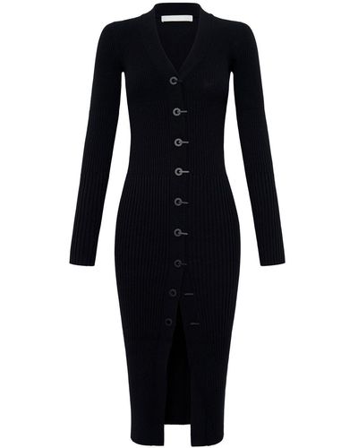 Dion Lee Ribbed-knit Cotton-blend Dress - Black