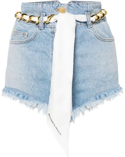Elisabetta Franchi Jeans-Shorts mit Schalgürtel - Blau