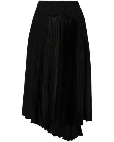 Noir Kei Ninomiya Asymmetric Midi Skirt - Black