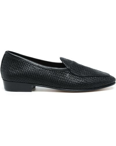 Baudoin & Lange Woven Leather Loafers - Black