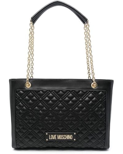 Love Moschino Logo-lettering Quilted Tote Bag - Black