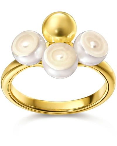 Tasaki 18kt Yellow Gold M/g Sliced Sphere Pearl Ring - Metallic