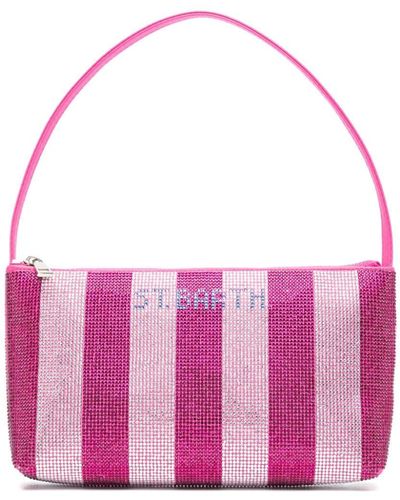 Mc2 Saint Barth Rhinestone-logo Striped Tote Bag - Pink