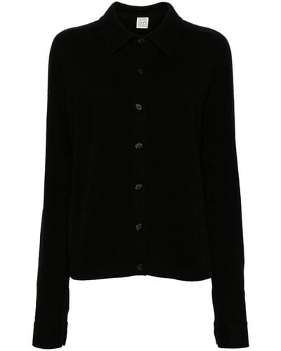 Totême Shirt-collar Cashmere Cardigan - Black