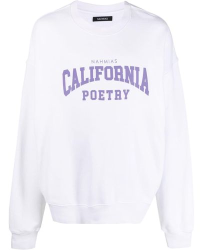 NAHMIAS California Poetry Cotton Sweatshirt - White