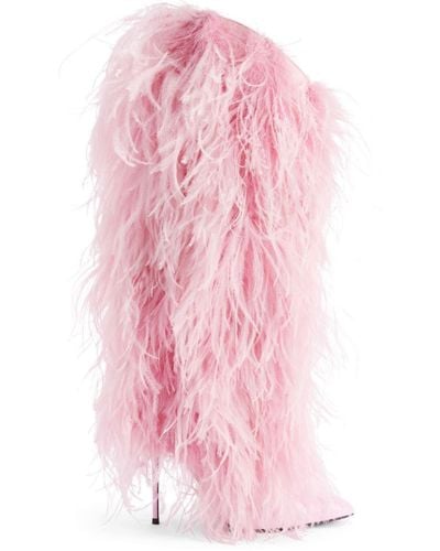 Giuseppe Zanotti Xylia 105mm Feather-trim Boots - Pink