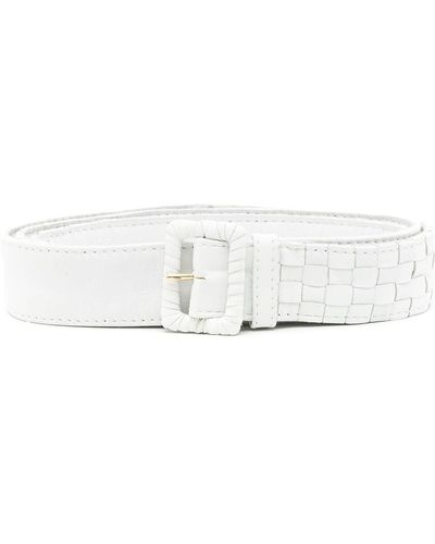 Amir Slama Woven Leather Belt - White