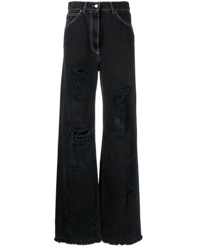 MSGM Ripped-detail Denim Jeans - Black
