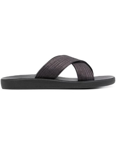 Ancient Greek Sandals Kritonas Comfort Cross-strap Slides - Black