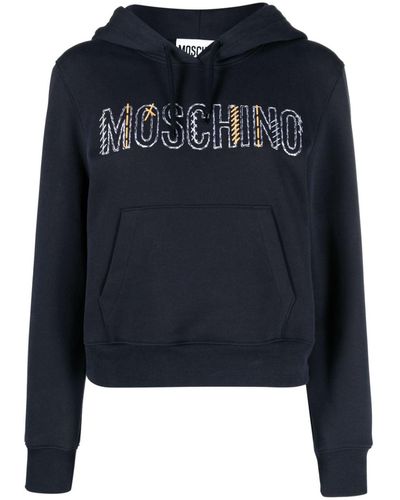 Moschino Embroidered-logo Cotton Hoodie - Black