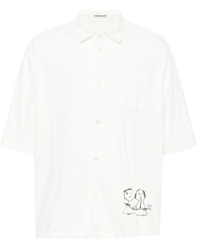 Undercover Popeline-Hemd mit Cartoon-Print - Weiß